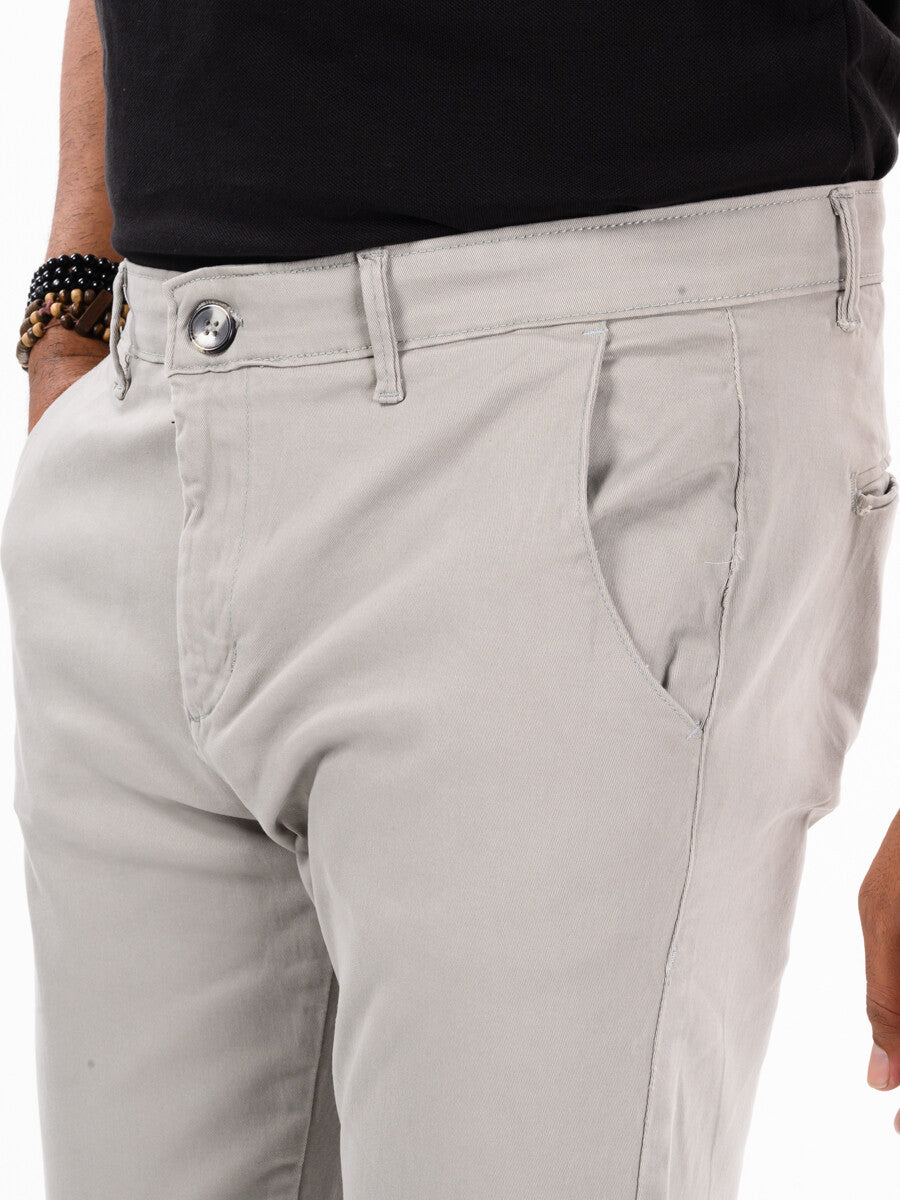 Men's Grey Slim Fit Stretch Chino Pant