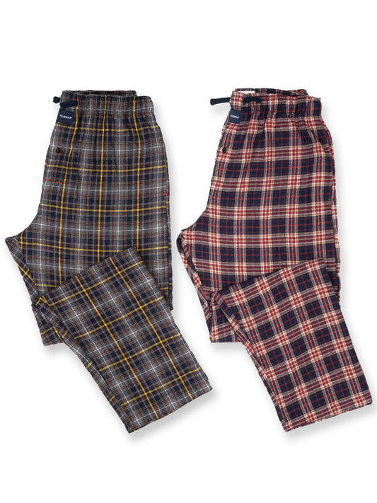 Men's Grey & Navy Flannel Relaxed Winter Pajamas - Pack of 2