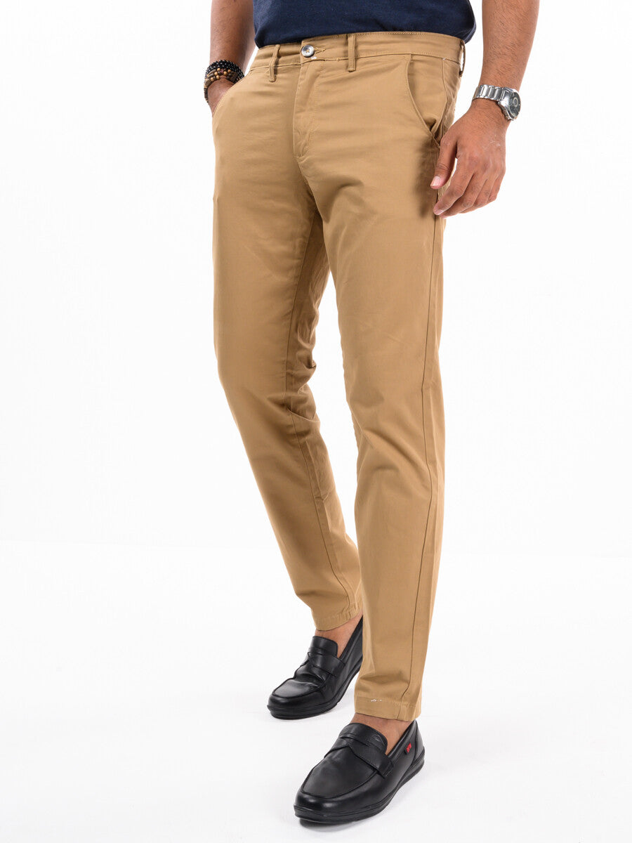 Men's Khaki Slim Fit Stretch Chino Pant