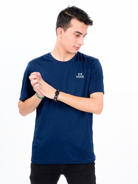 Men’s Navy Blue Custom Fit Crew Neck T-Shirt