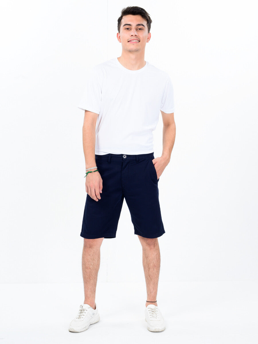 Men Navy Blue Slim Fit Chino Shorts