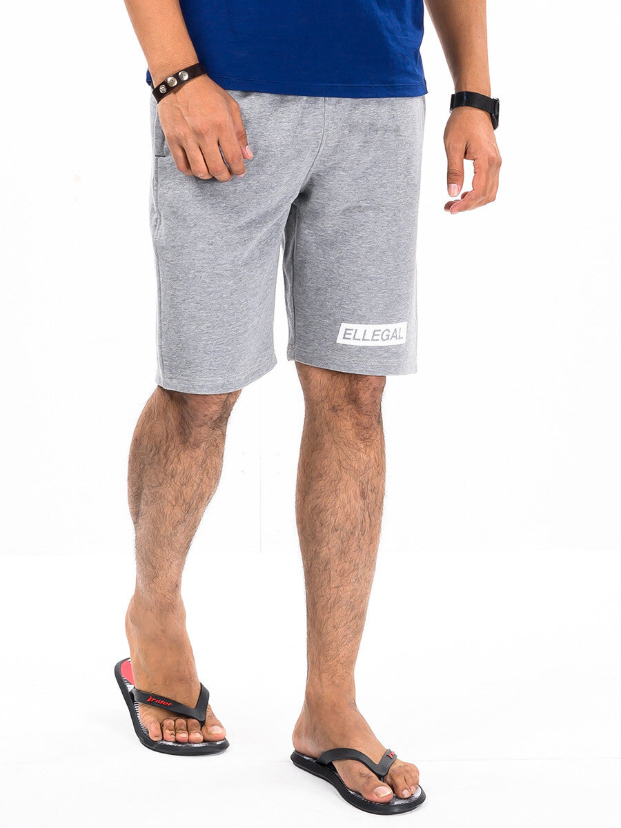 Men Heather Grey Terry Jogger Shorts