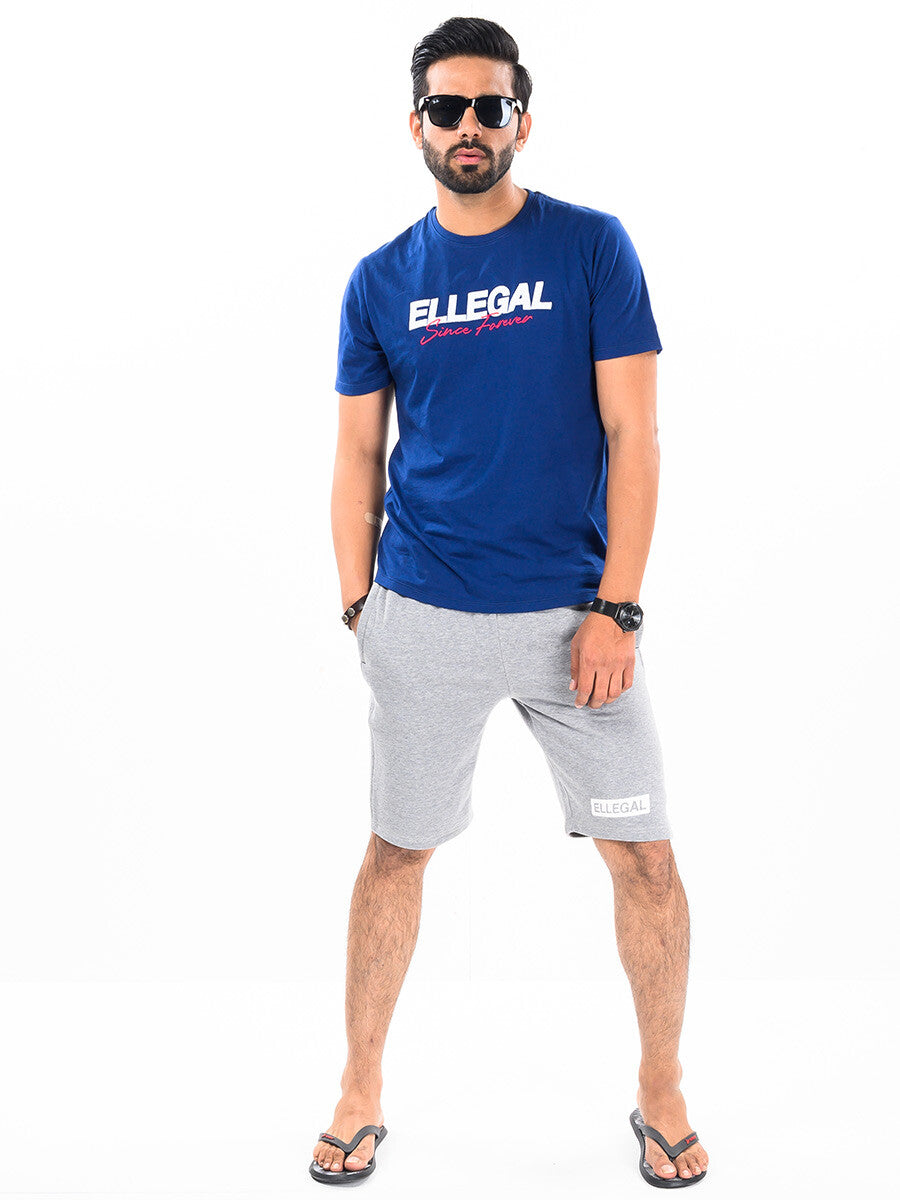 Men Heather Grey Terry Jogger Shorts