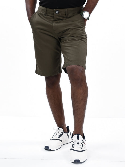 Men Olive Slim Fit Chino Short
