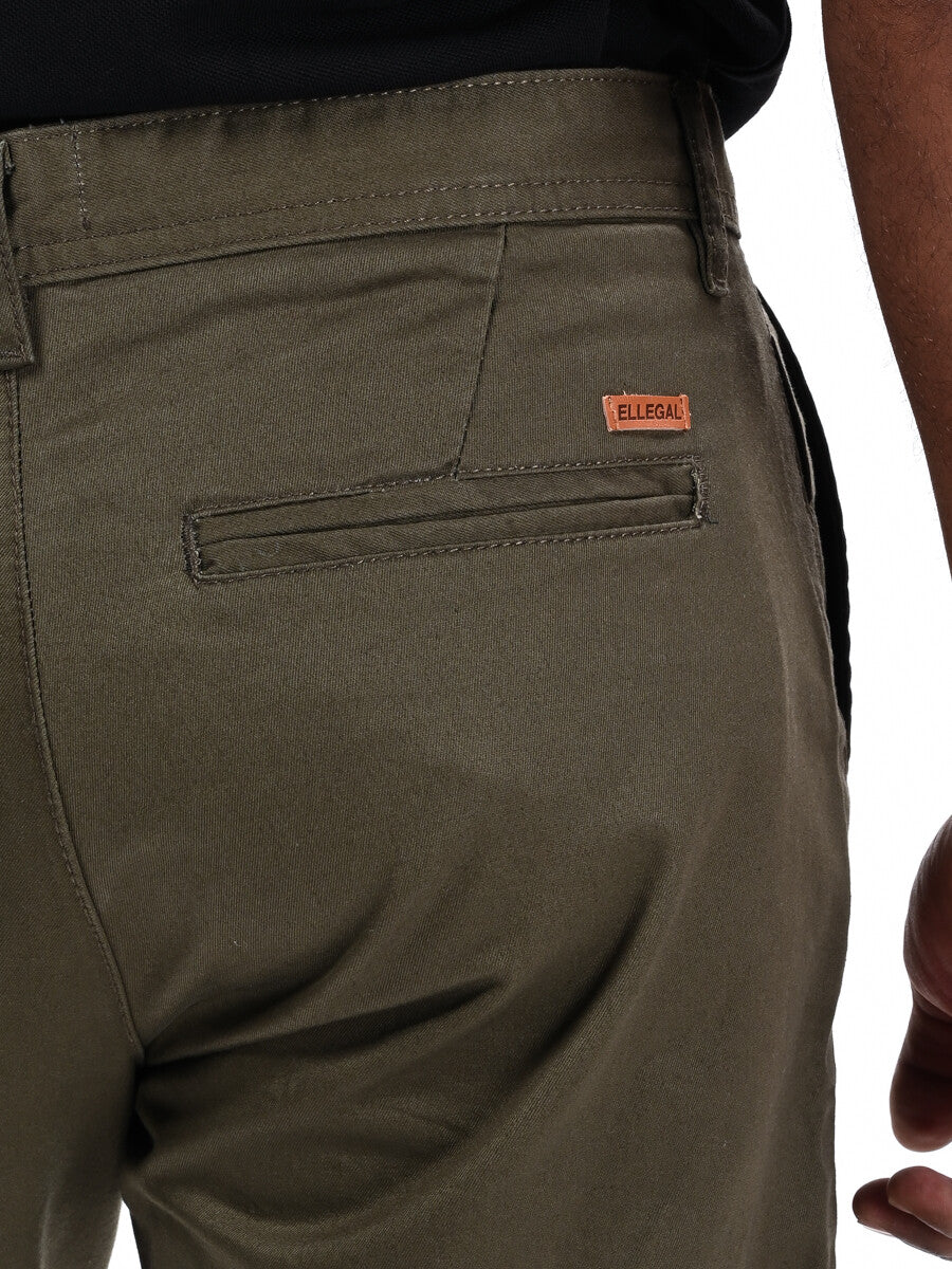 Men Olive Slim Fit Chino Short