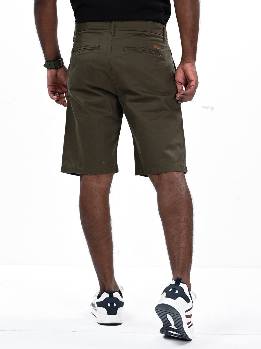 Men Olive Slim Fit Chino Short