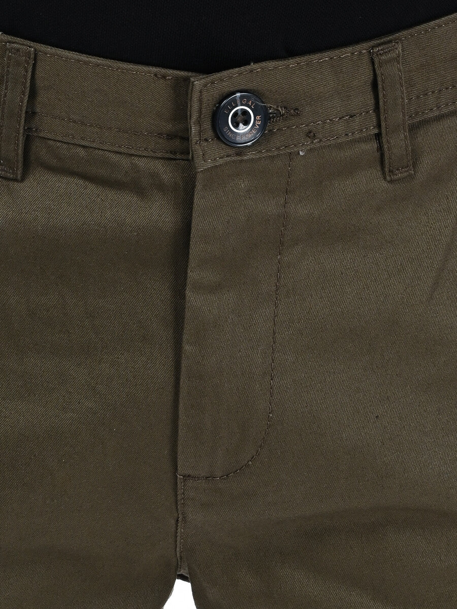 Men Olive Slim Fit Chino Short