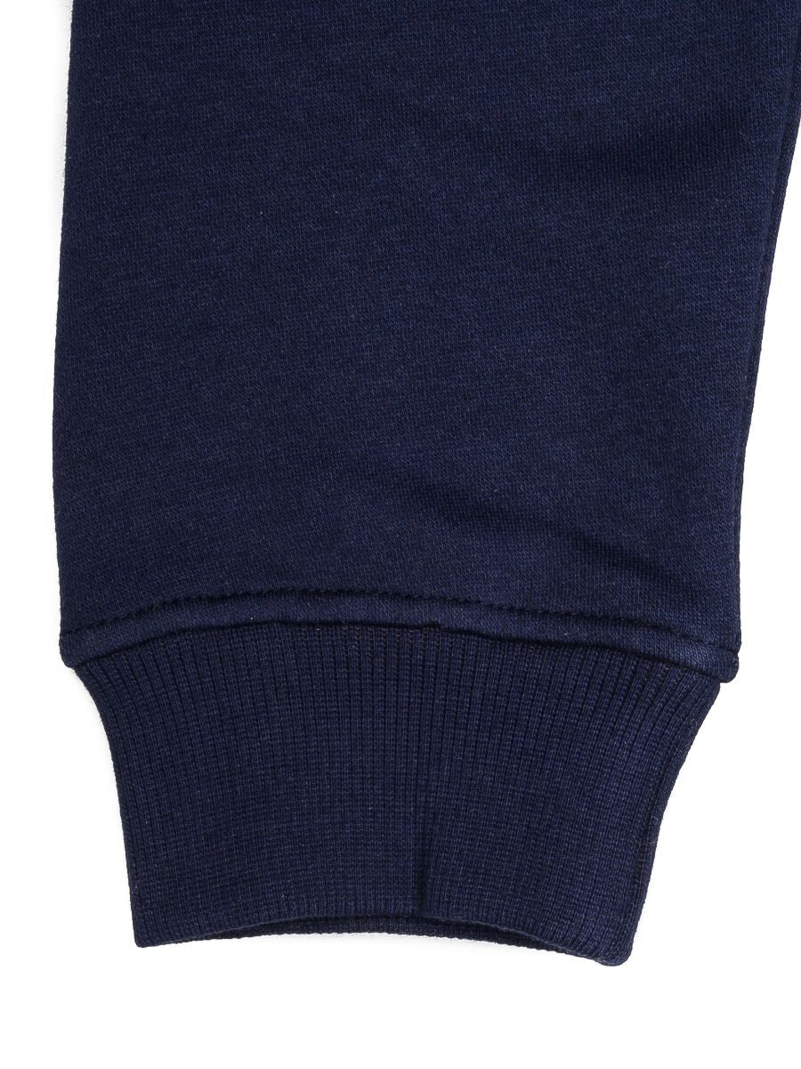 Navy Blue Men Fleece Hooded Sweatshirt
