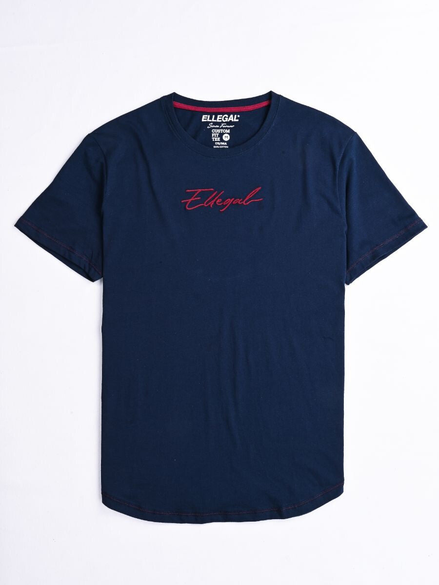 Cally Round Bottom Cotton Tee Shirt - Norwich Navy