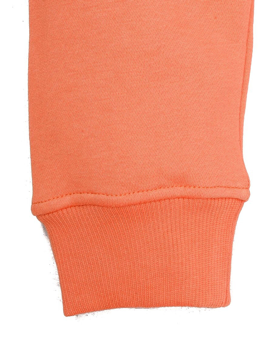 Orange Men Fleece Hooded Sweatshirt