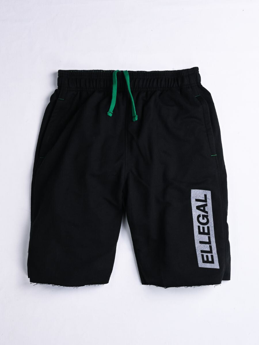 Raw-Hem Men Black Terry Jogger Shorts
