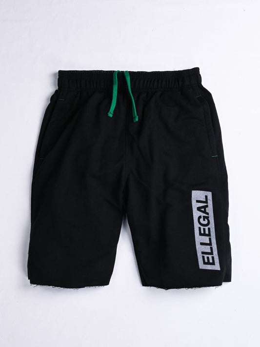 Raw-Hem Men Black Terry Jogger Shorts