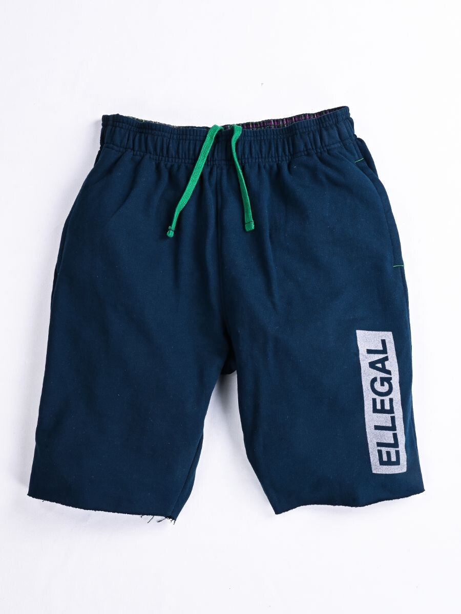 Raw-Hem Men Bright Navy Terry Jogger Shorts