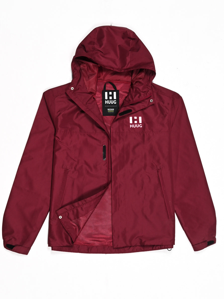 Maroon Hooded Windbreaker Jacket