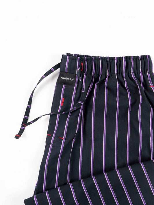 Men's Violet Relaxed Fit Striped Cotton Pajama
