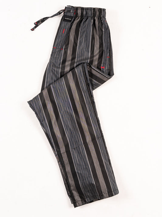 Men's Gray/Green Relaxed Fit Striped Cotton Blend Pajama