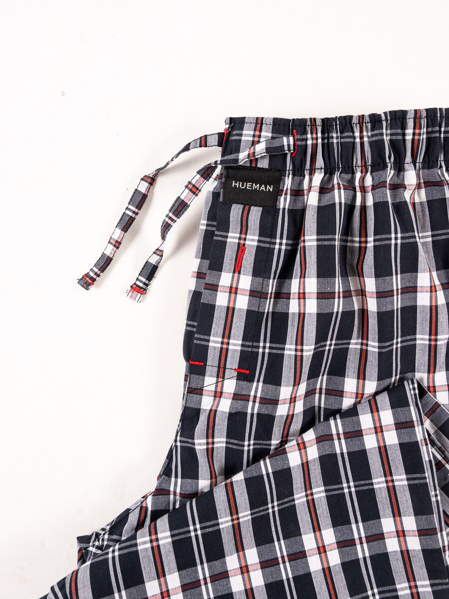 Men's Black/White Brown Lining Relaxed Fit Plaid Cotton Pajama