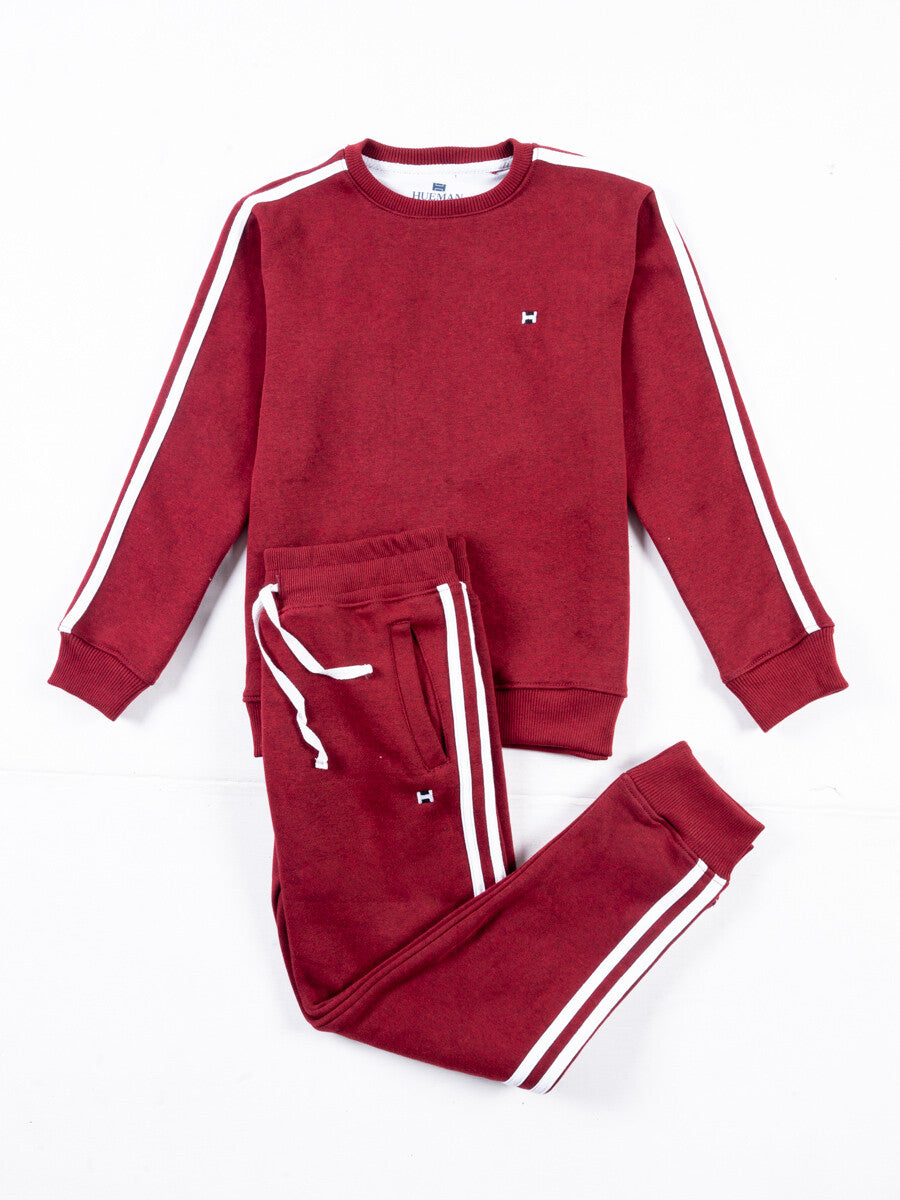 Kids Burgundy Striped Sweatsuit