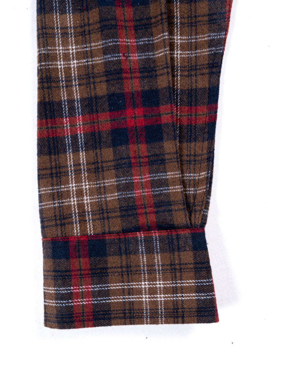 Men Brown/Red Flannel Button Down Shirt