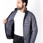Men Grey/Black Short Body Slim-Fit Full-Sleeves Puffer Jackets - Pack of 2