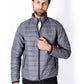 Men Grey/Black Short Body Slim-Fit Full-Sleeves Puffer Jackets - Pack of 2