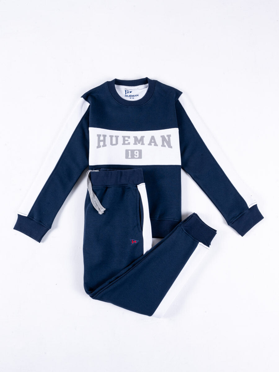 Kids Navy Blue and White Sweat Suit