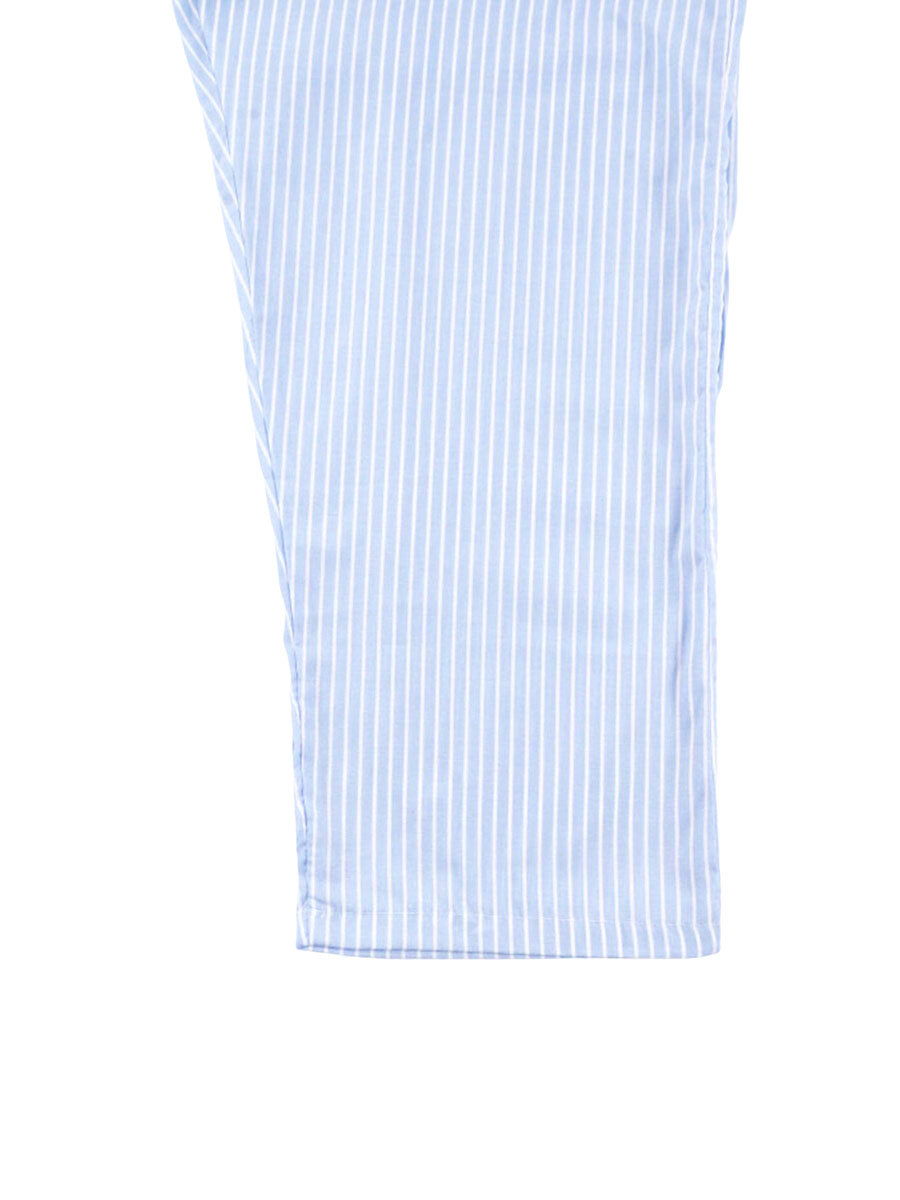 Men's Light Blue Relaxed Fit Striped Cotton Pajama