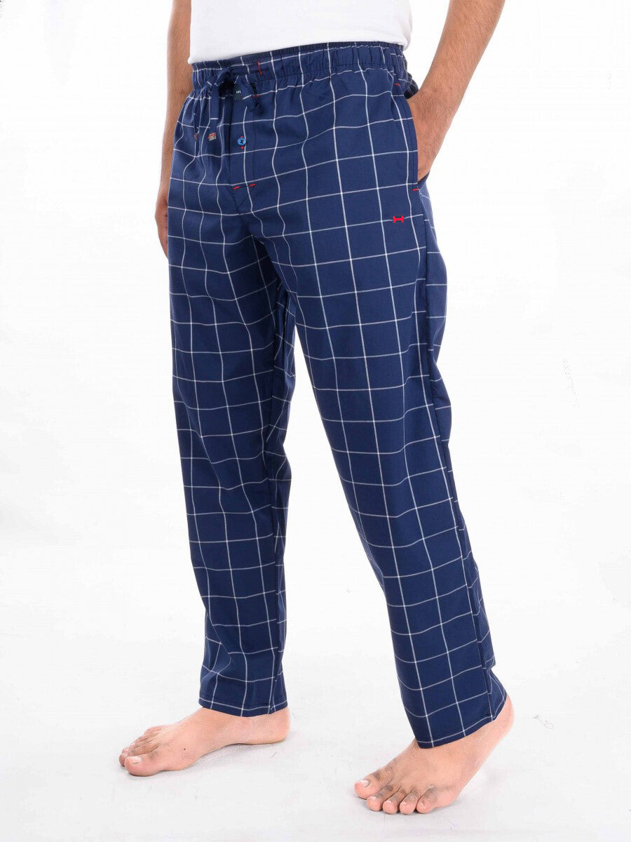 Blue and White Plaid 100% Cotton Relaxed Pajamas