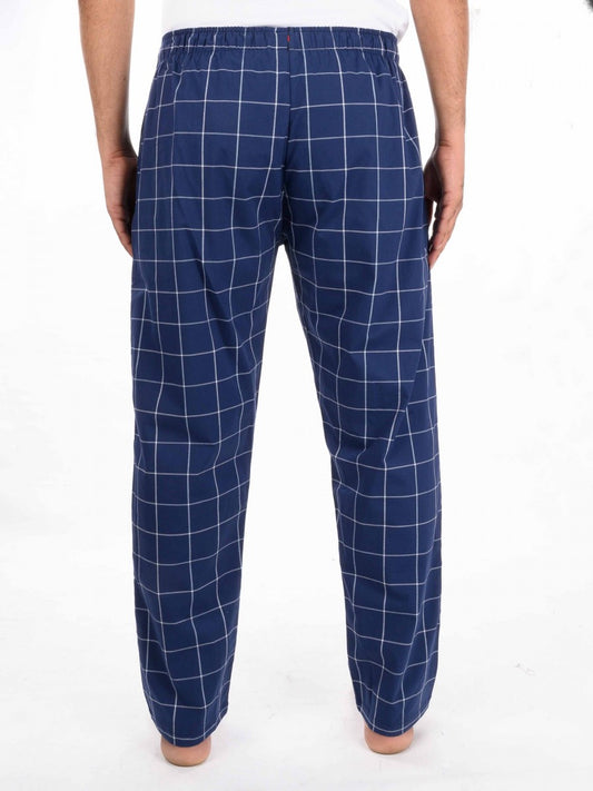 Blue and White Plaid 100% Cotton Relaxed Pajamas