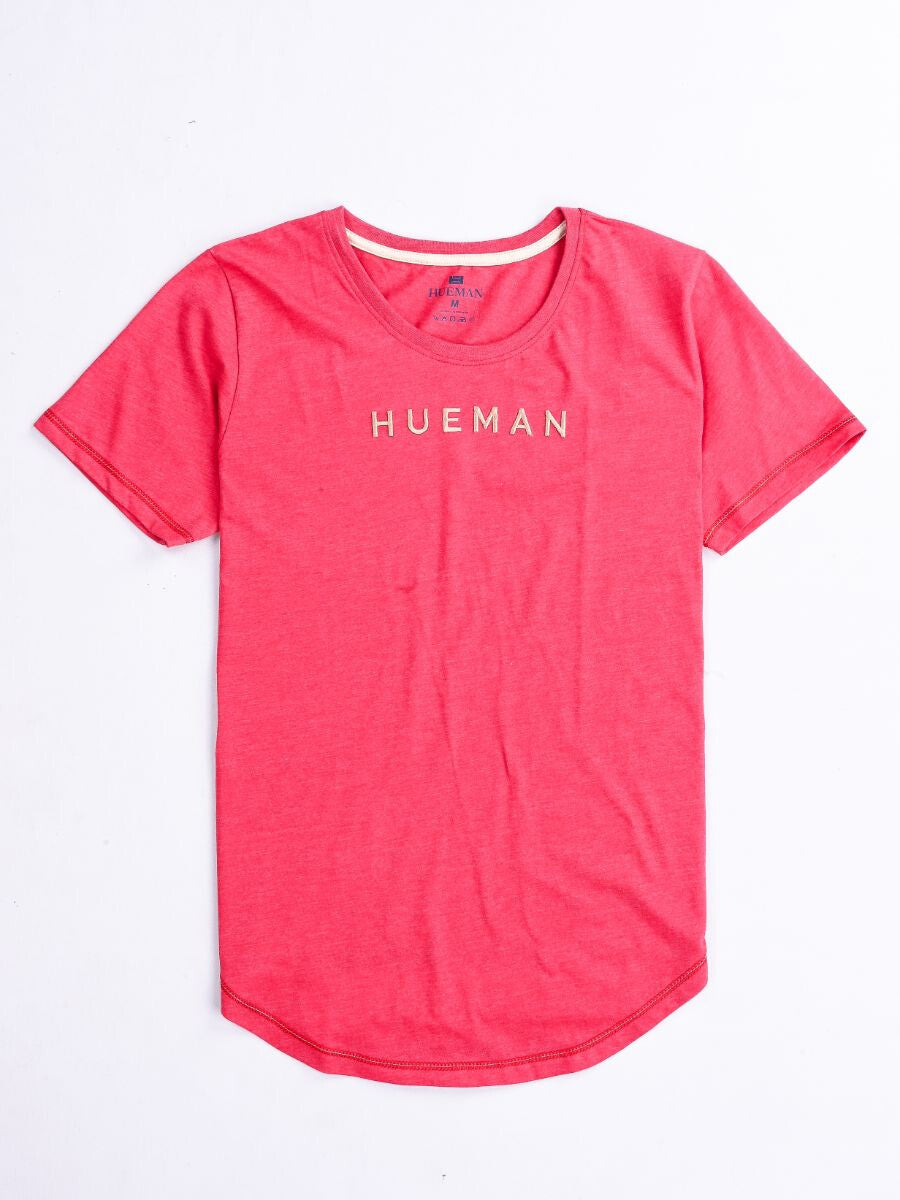 Women Pink Round Bottom T-Shirt