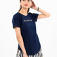 Women Navy Blue Round Bottom T-Shirt