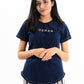 Women Navy Blue Round Bottom T-Shirt