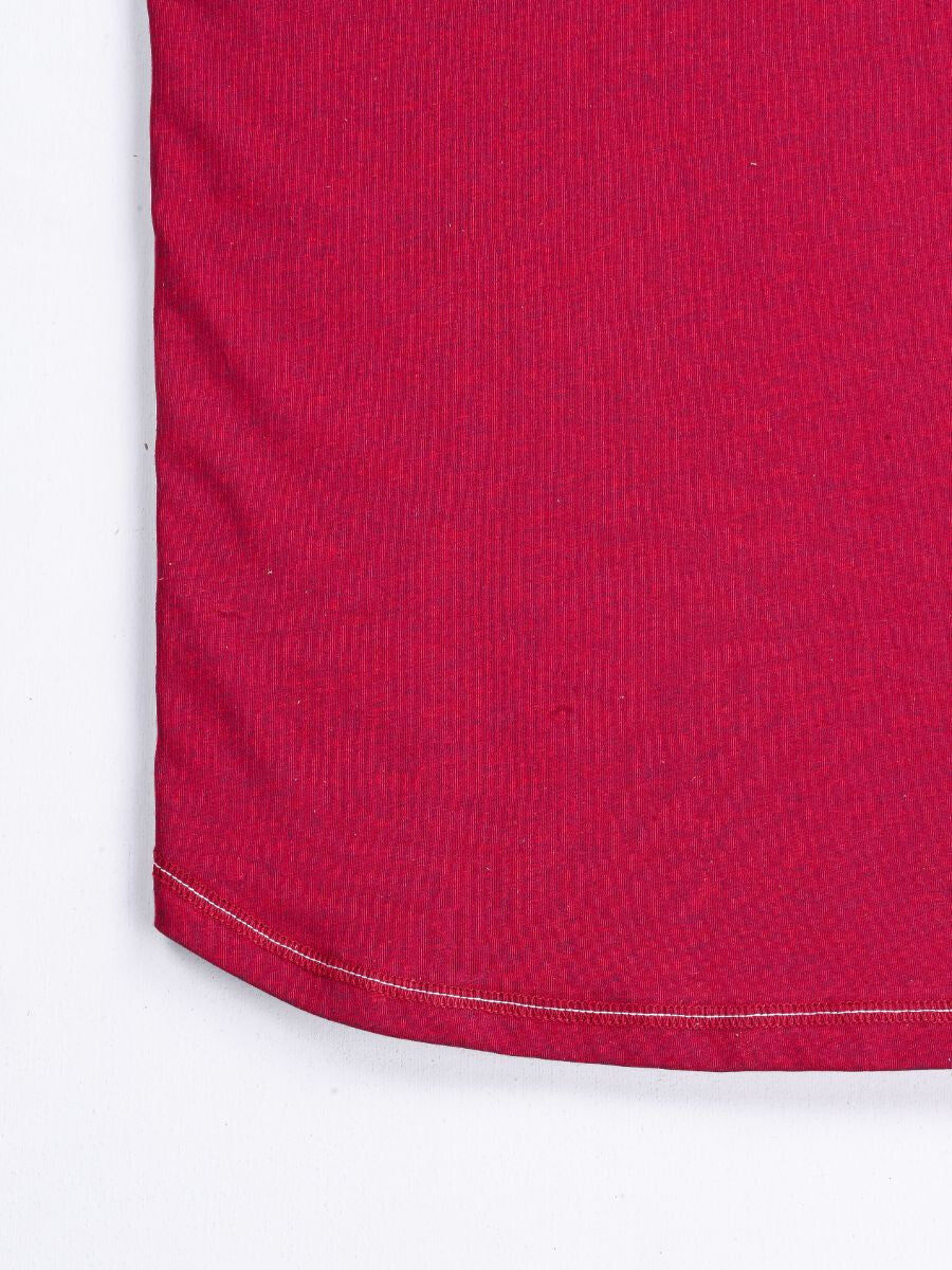 Cally Round Bottom Cotton Tee Shirt - Burgundy