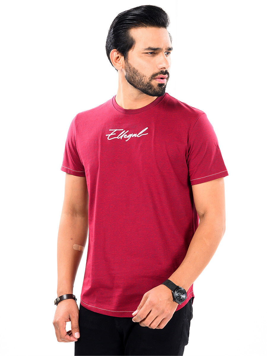 Cally Round Bottom Cotton Tee Shirt - Burgundy