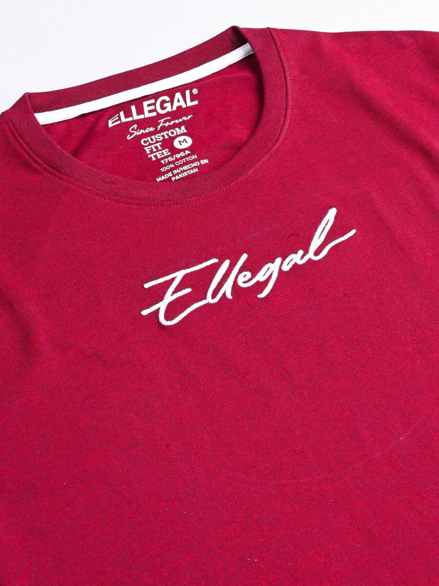 Cally Round Bottom Cotton Tee Shirt - Burgundy