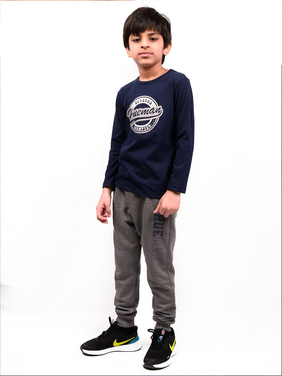 Kids Navy Blue Full Sleeves T-Shirt