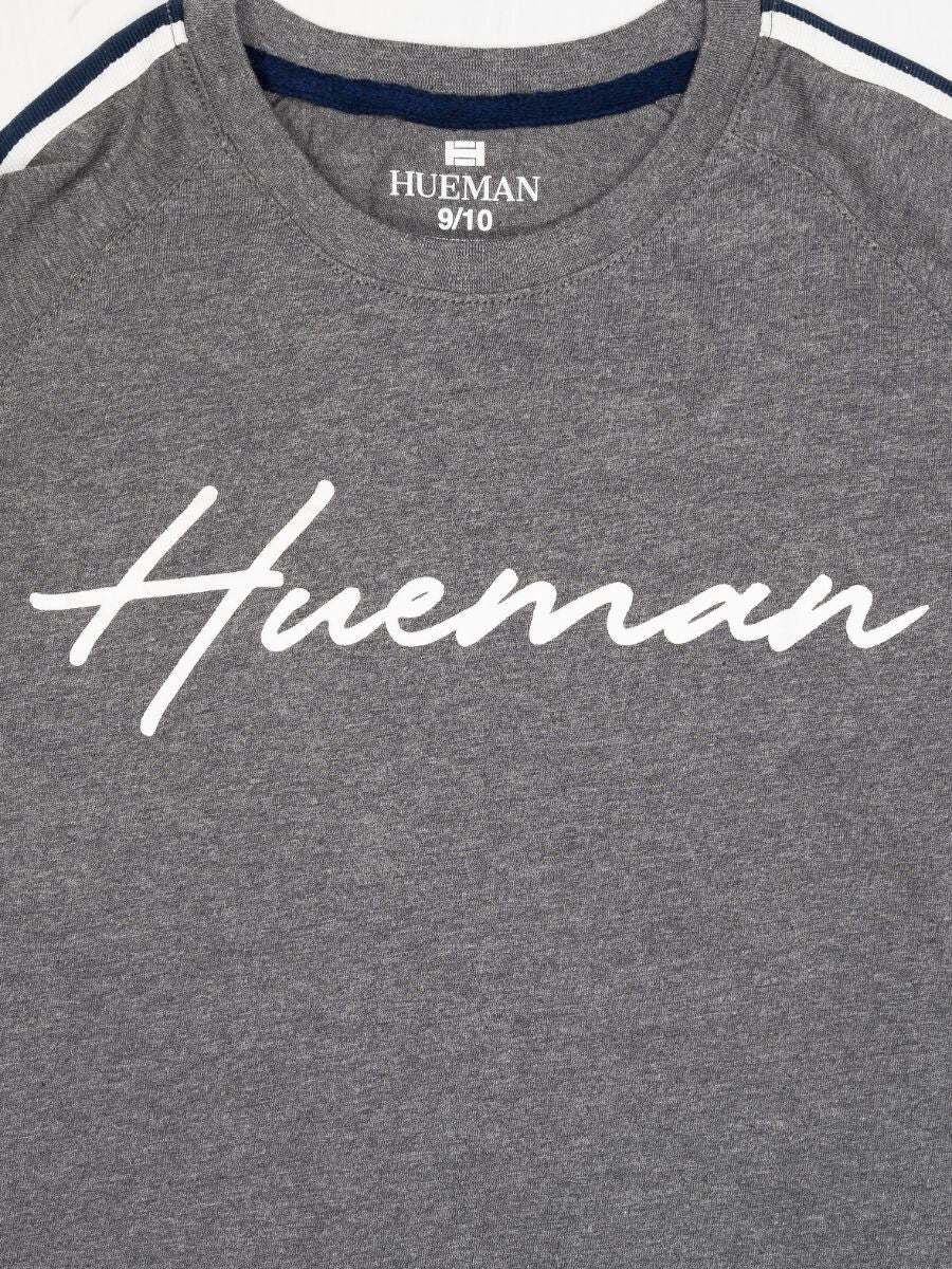 Kids Grey Stripes Full Sleeve Raglan Shirt