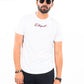 Cally Round Bottom Cotton Tee Shirt - White Burgundy