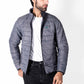 Men Grey Short Body Slim-Fit Full-Sleeves Puffer Jacket