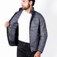 Men Grey Short Body Slim-Fit Full-Sleeves Puffer Jacket