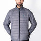 Men Grey Short Body Slim-Fit Full-Sleeves Puffer Jacket