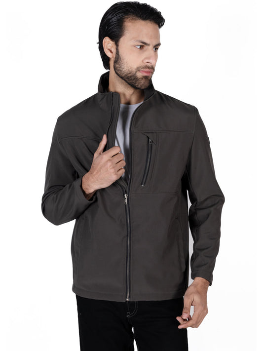 Mole Grey Stand Up Collar Soft Shell Men's Jacket