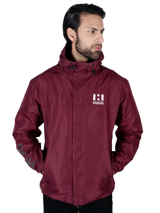 Maroon Hooded Windbreaker Jacket