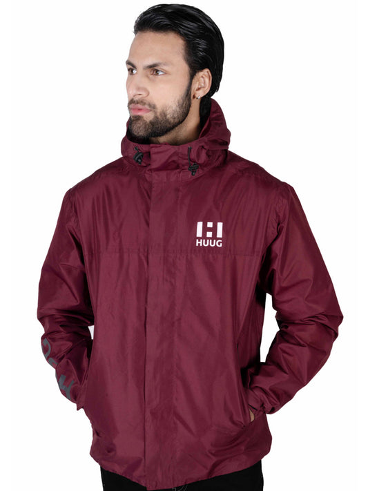 Maroon Hooded Windbreaker Jacket