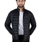 Men Black Short Body Slim-Fit Full-Sleeves Puffer Jacket