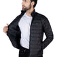 Men Black Short Body Slim-Fit Full-Sleeves Puffer Jacket