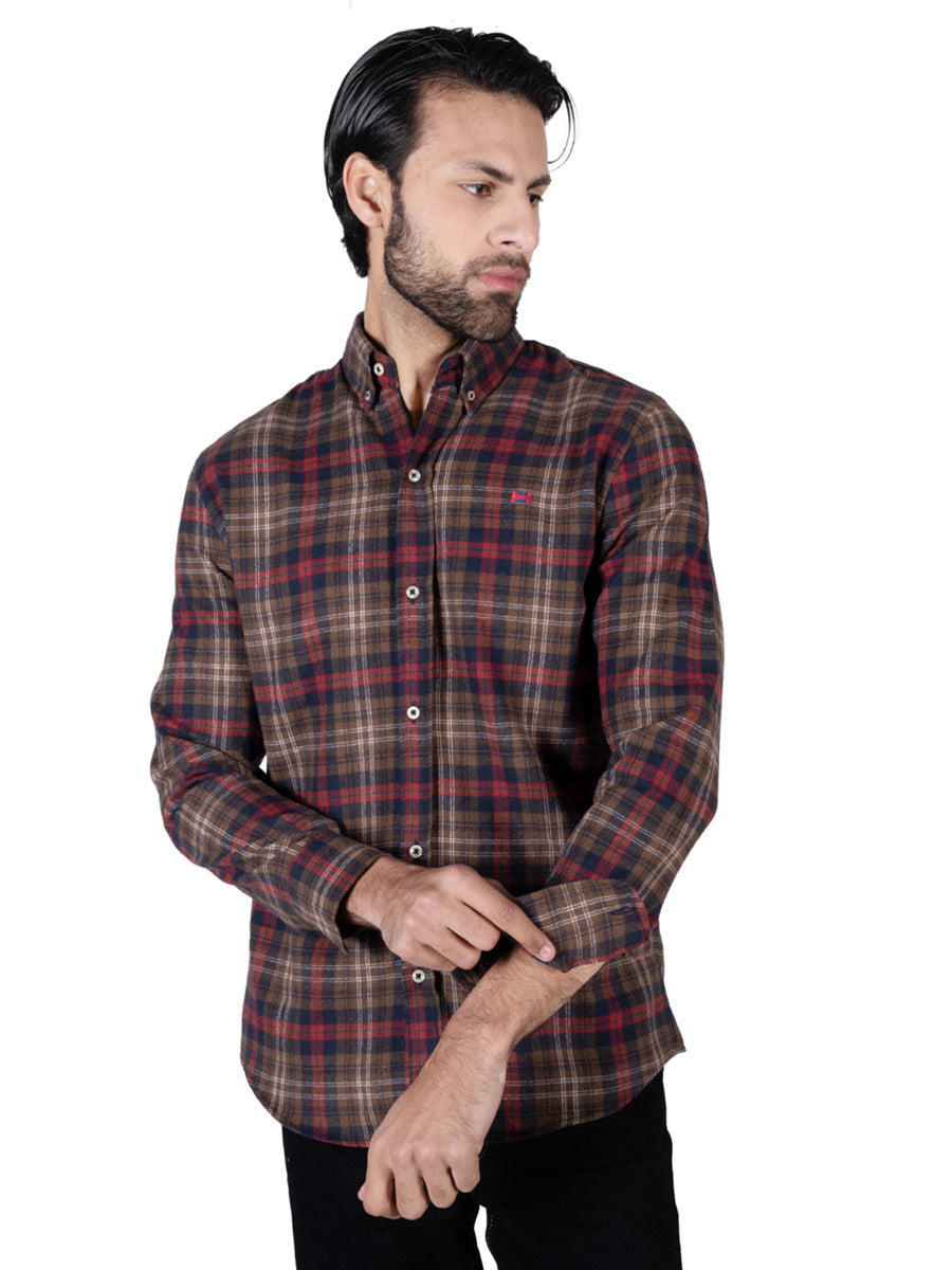 Men Brown/Red Flannel Button Down Shirt