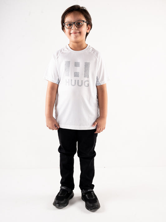 Kids White Short Sleeve T-Shirt Crew Neck