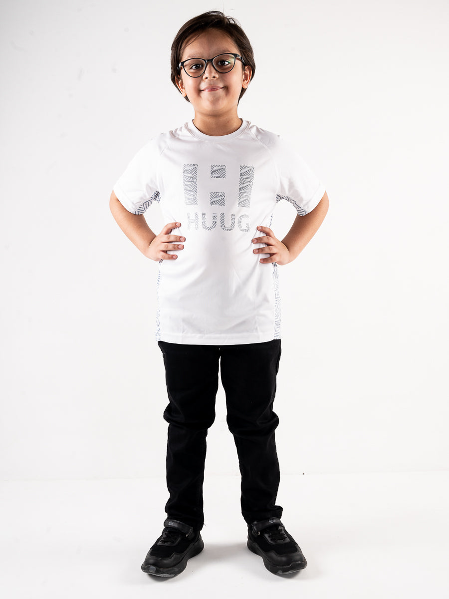 Kids White Short Sleeve T-Shirt Crew Neck