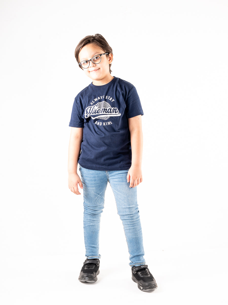 Kids Navy Blue Short Sleeve T-Shirt Crew Neck